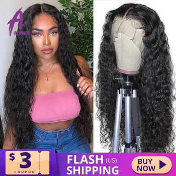 

13X4 Brazilian Water Wave Hair Lace Front Wig 8-26 Inch Glueless Lace Front Human Hair Wigs 150% Density Alimice Remy Hair WigS
