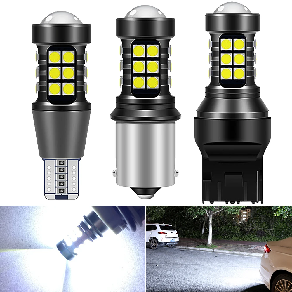 

2PCS P21W LED BA15S T20 W16W T15 3030 27SMD For LADA DRL 2400LM Car Light Bulb Backup Reverse Light 7440 WY21W W21W White 1156