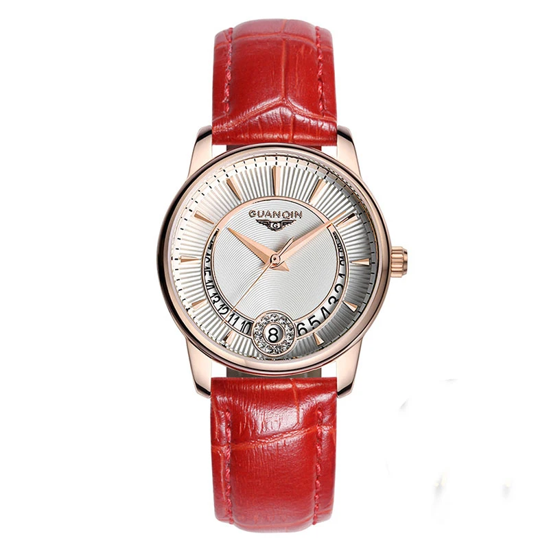 

GUANQIN GQ15009 Luxury Women Watches Analog Display Dress Wristwatch Top Brand Gold Case Leather Band Ladies Quartz Reloj Mujer