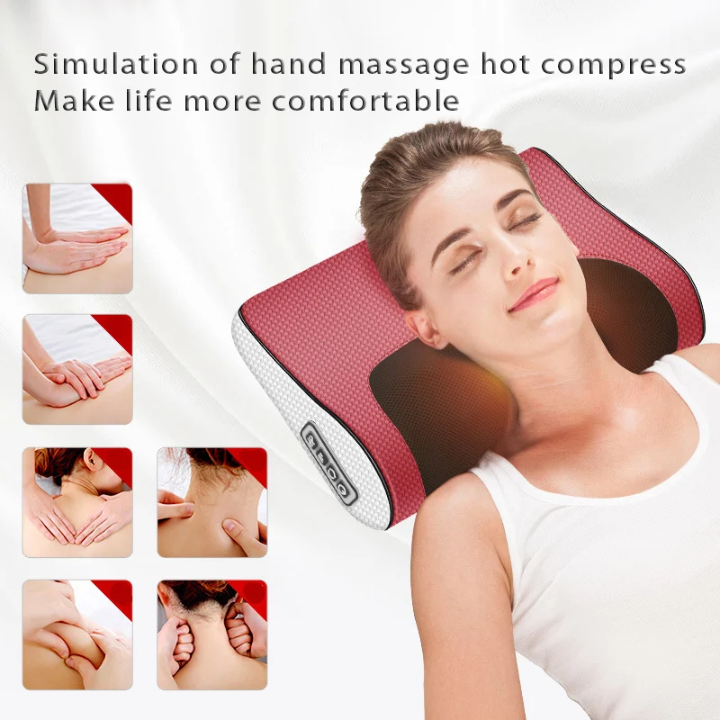 

Head Neck Massager Car Home Cervical Shiatsu Massage Neck Back Waist Body Electric Multifunctional Massage Pillow Cushion