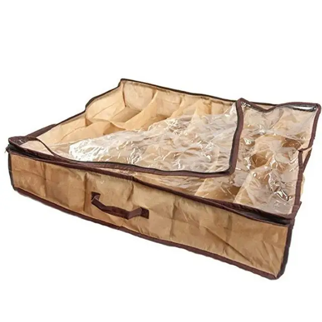 12 Rács Nem Szőtt Univerzális Cipődoboz, Megtakarító Hely, Újrafelhasználható Tárolózsák, Nedvességálló És Porálló Táska Az Ágy Alatt - Image 4