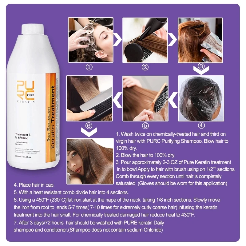 Purc Brazilian Keratin Hair Treatment Shampoo Professional Smoothing  Straightening Curly Hair Care Product 0% 5% 8% 12% 1000ml - Hair & Scalp  Treatments - AliExpress