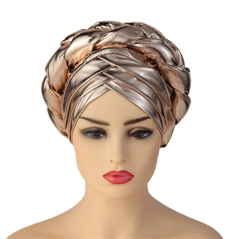 Forehead Cross Turban Cap for Women Braids Headscarf Bonnet African Head ties Hat Wedding gele Party Headwear Wrap Head Turbans