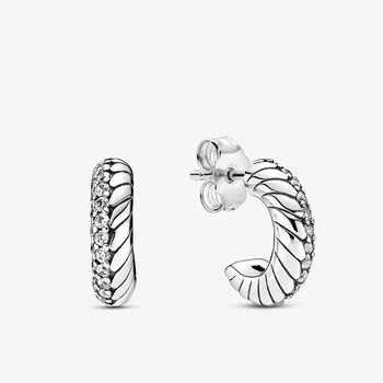 

925 Sterling Silver 2020 Autumn New Pavé Snake Chain Pattern Stud Earrings For Women New Fashion Original Earing Jewelry Gift