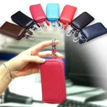 Двойной карманный мини-кошелек на молнии, коровья кожа, домашняя сумка для автомобиля, мужская сумка для ключей, прозрачный карман