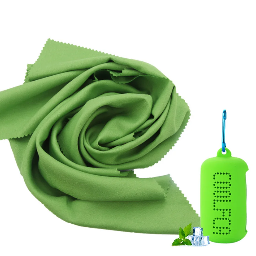 Ледяные впитывающие Пот спортивные полотенца для фитнеса силиконовые микрофибры путешествия бег тренажерный зал быстросохнущие холодное ощущение - Цвет: Зеленый