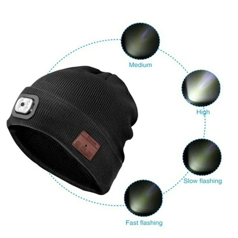AMS-Led стерео Bluetooth шляпа беспроводная гарнитура вязаная шапочка шапка батарея наружная крышка