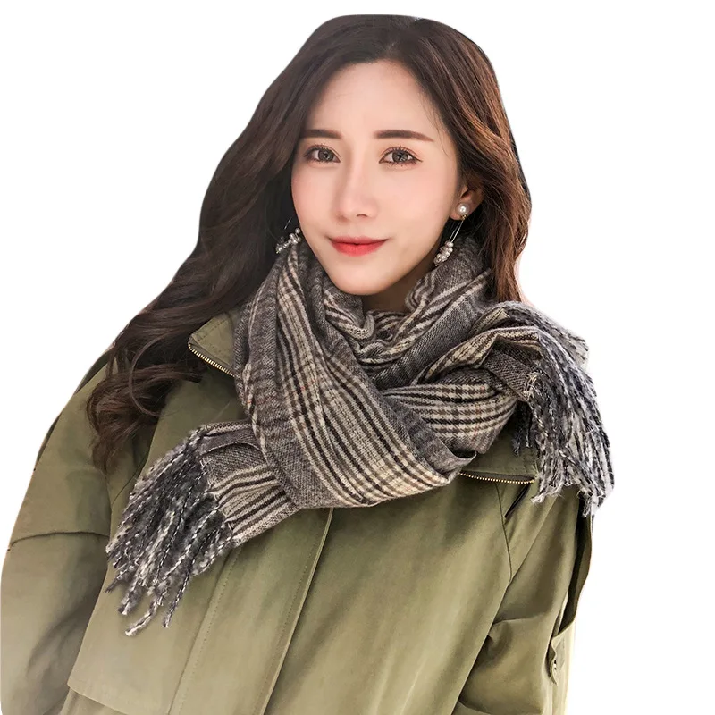 

2020 New Autumn and Winter Plaid Scarf Warm Thick Shawl Temperament Tassels All-match Scarf Men and Women Celebrity Inspired