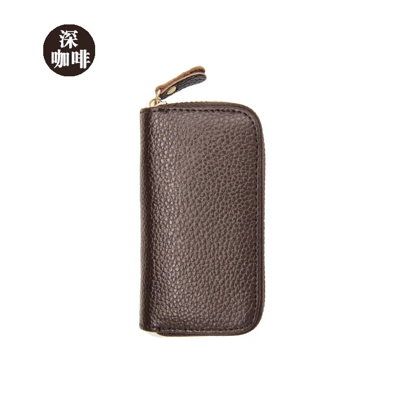coffee Multifunctional leather key bag key bag women's coin purse card bag zipper door key bag - Цвет: coffee