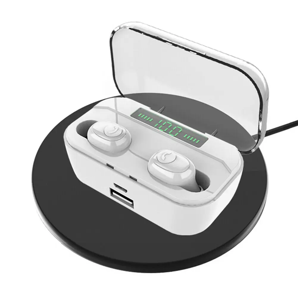 3500 мАч ЖК-TWS беспроводные наушники Bluetooth 8D стерео HiFi ...