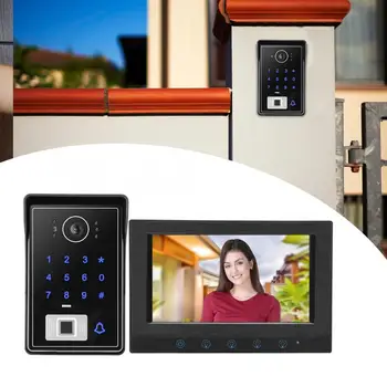

7 Inch Wired Wifi Doorbell Video Intercom door bell IR Fingerprint Card Password doorbell System Home Security Door Accessories