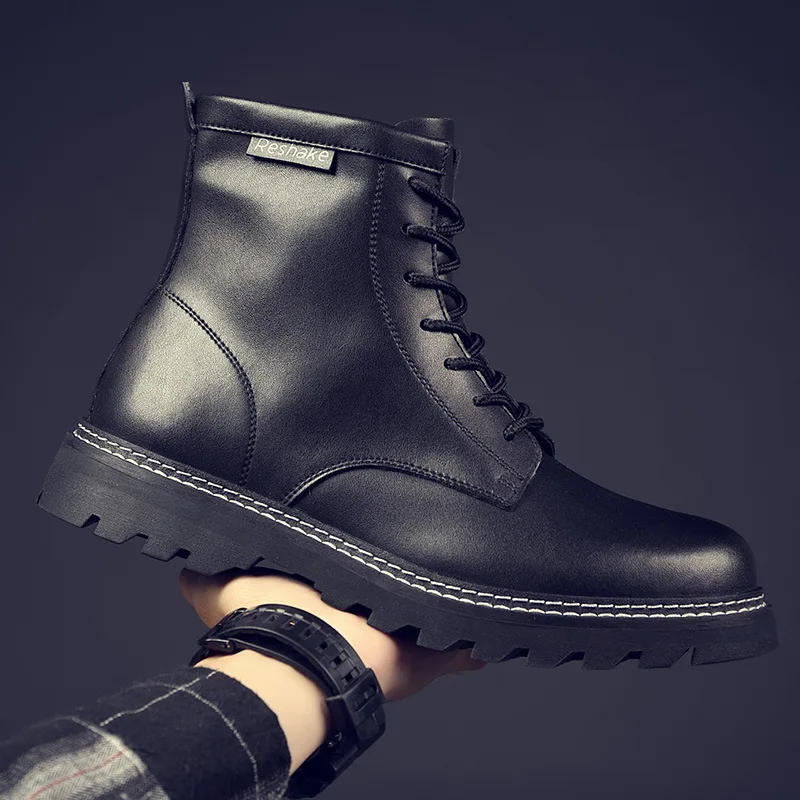 

Martin Boots Men's 2019 New Style Trend Men's Boots Autumn And Winter Casual Hight-top Genuine Leather Men England Leather Boot