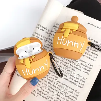

Honey Earphone Case for Airpods 2 Cute Silicone Protective Cover for Airpods Accessories with Keychain Stereoscopic