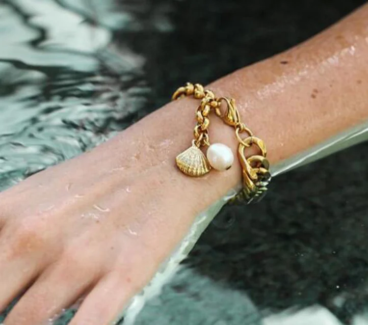 Модный персональный браслет толстая цепочка кулон с жемчужной раковиной браслет женские панк пляжные вечерние ювелирные изделия Аксессуары подарок для влюбленных