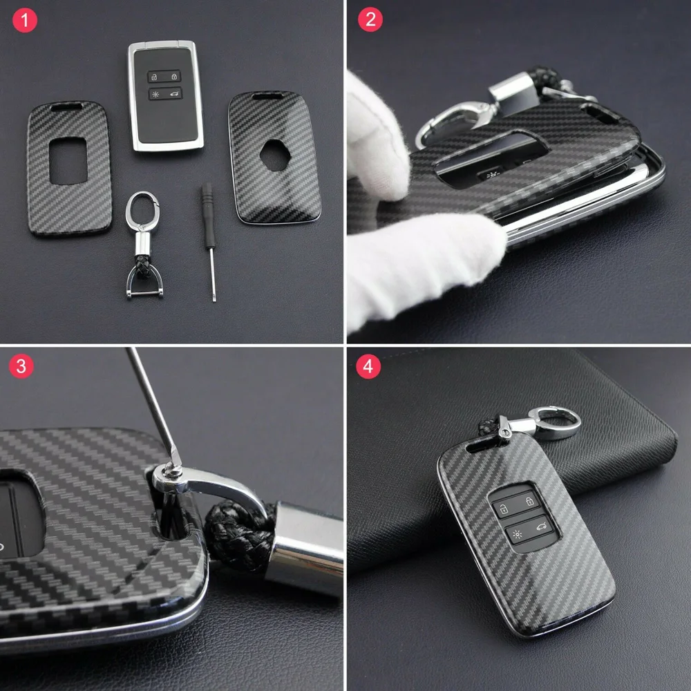 

Black Remote Smart Key Protective Cover Case For Renault Kadjar Megane Koleos