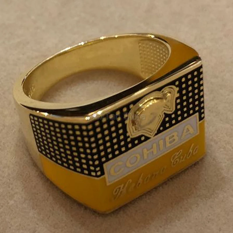 Cohiba 高貴シガーリングゴールドメッキ 925 スターリングシルバーリングジュエリーブランド新 Cigar Accessories Aliexpress