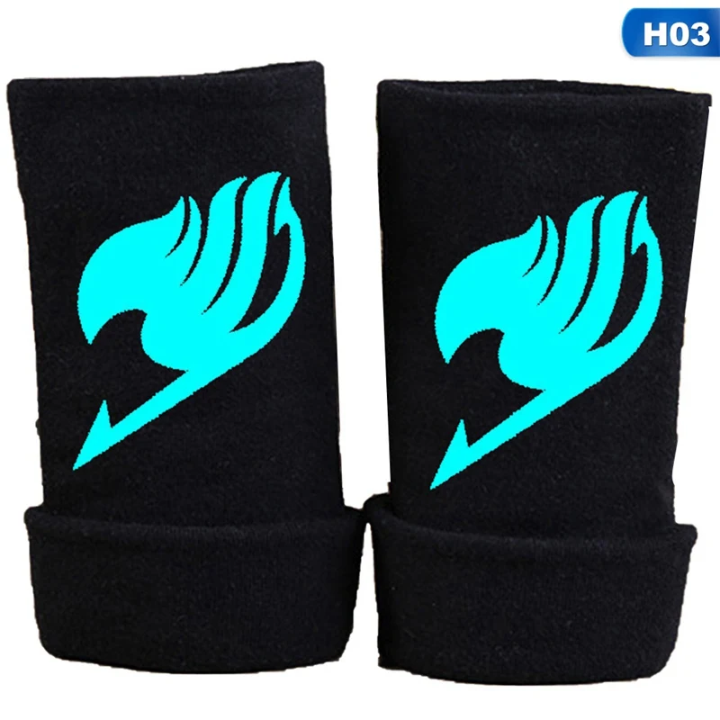 Anime Gloves Fairy Tail Guild Logo Fingerless Gloves Mitten Manga Cosplay Costume Gifts - Цвет: GLV0469H03
