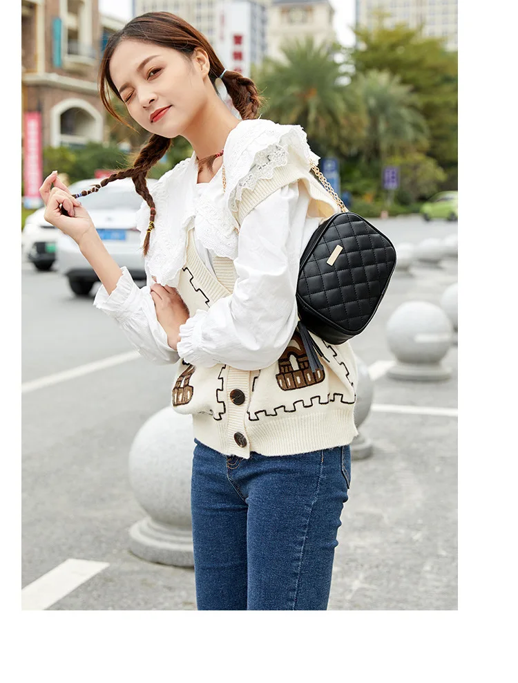 New Fashion Tassel Small Messenger Bag For Women Trend Lingge Embroidery Female Shoulder Bag Fashion Chain Ladies Crossbody Bags