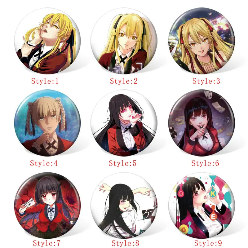 58 мм Kakegurui аниме значок косплея Мультяшные Броши коллекция булавок сумки Значки