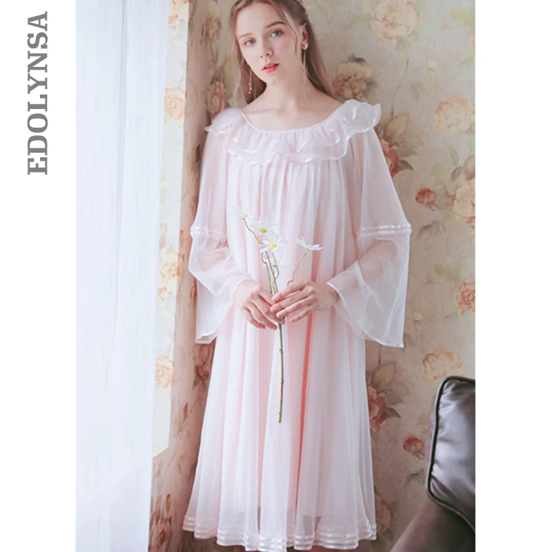 Ночная рубашка размера плюс с кружевом хлопковые домашние платье сексуальное