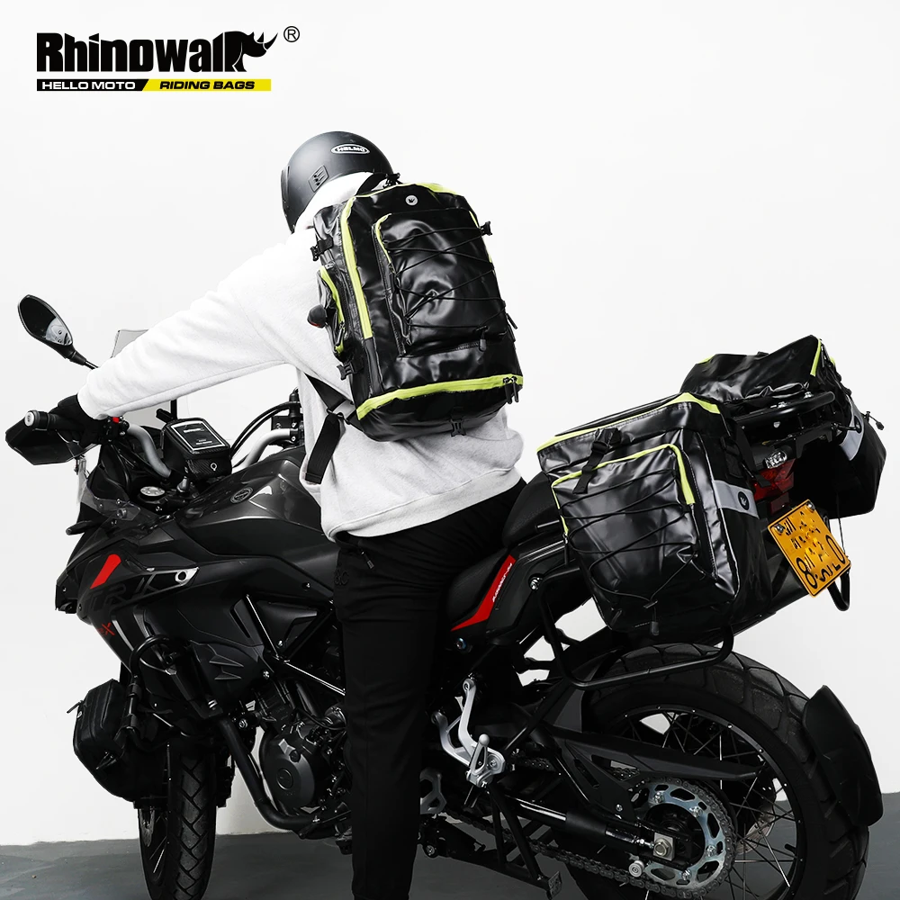 

Rhinowalk 75L Waterproof Motorcycle Bag 3 In 1 Trunk Bag Motorcycle Pannier Bag Double Side Rear Rack Tail Seat Luggage Carrier