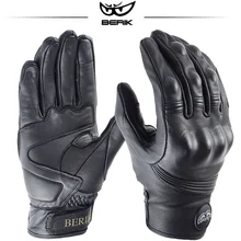 BERIK Men Motorcycle Gloves Leather Moto Riding Gloves Vintage Black Cycling Gloves Off-Road Racing Equipment For Motorcycle