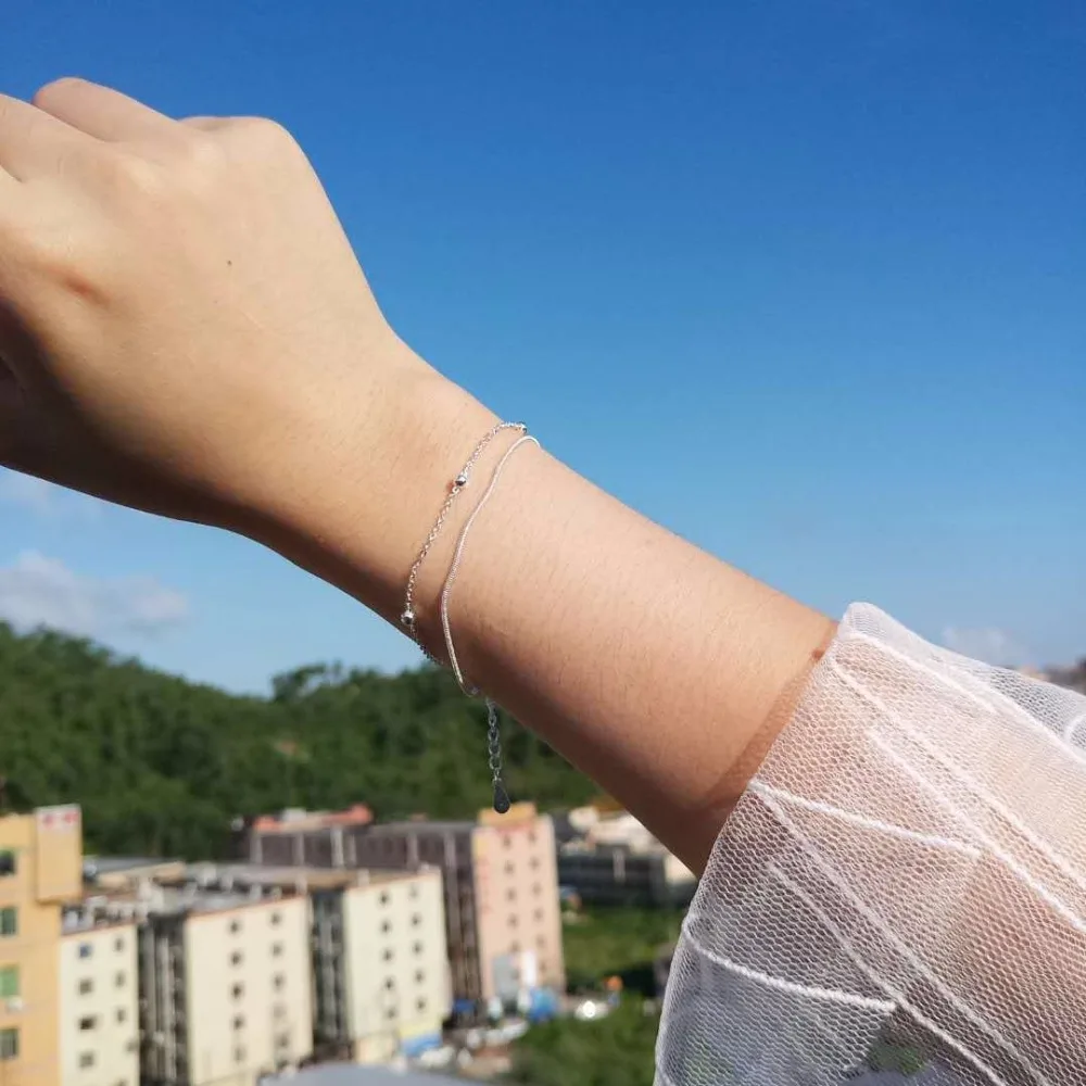 Двухслойный браслет& браслет регулируемый Mujer очаровательный браслет из серебра 925 пробы для женщин Свадебные ювелирные изделия