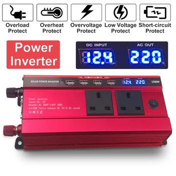 

1500W Solar Power Inverter 12V 220V Car Converter 4 USB Car Inverter Modified Sine Wave Transformer Convert with LED Display