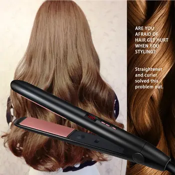 

2in1 Electric Tourmaline Ceramic Hair Straightener Flat Hair Curler Curling Iron