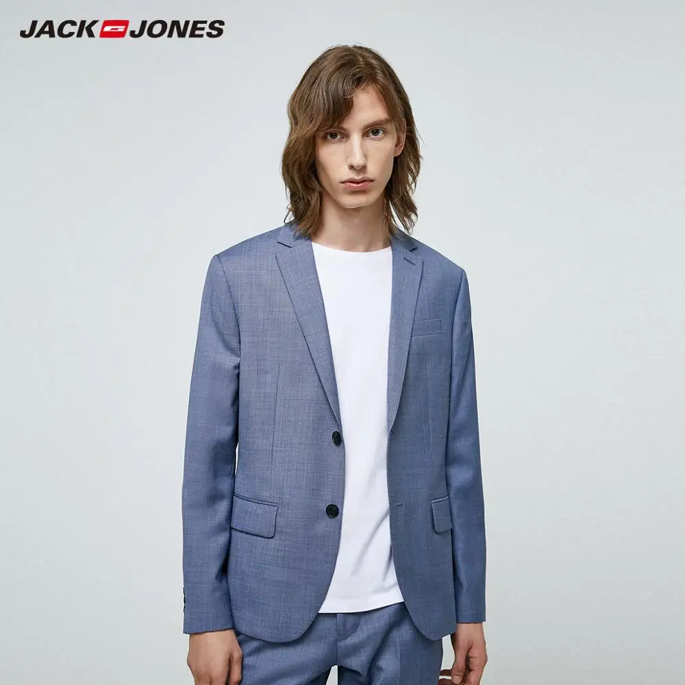 Мужской приталенный пиджак JackJones из овечьей шерсти 219372505 | Мужская одежда