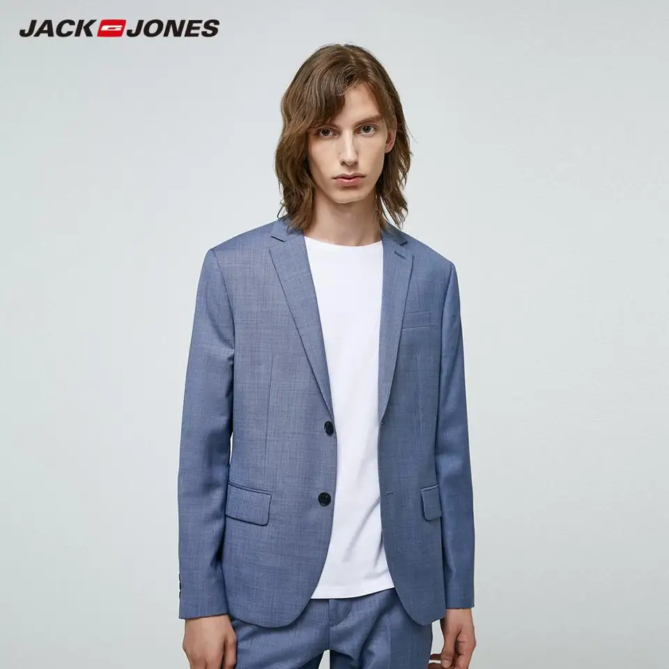 JackJones veste de costume coupe ajustée homme affaires laine de mouton col  cranté veste de costume homme | 219372505 | AliExpress
