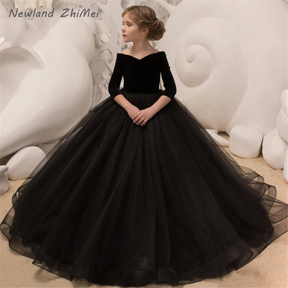 black flower girl dresses