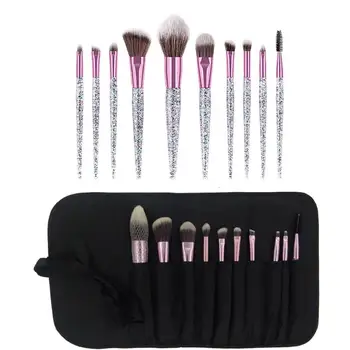

10PCS Crystal Makeup Brushes Set Shiny Crystal Glitter Handle Cosmetic Brushes Soft Synthetic Fiber Makeup Tool Brush