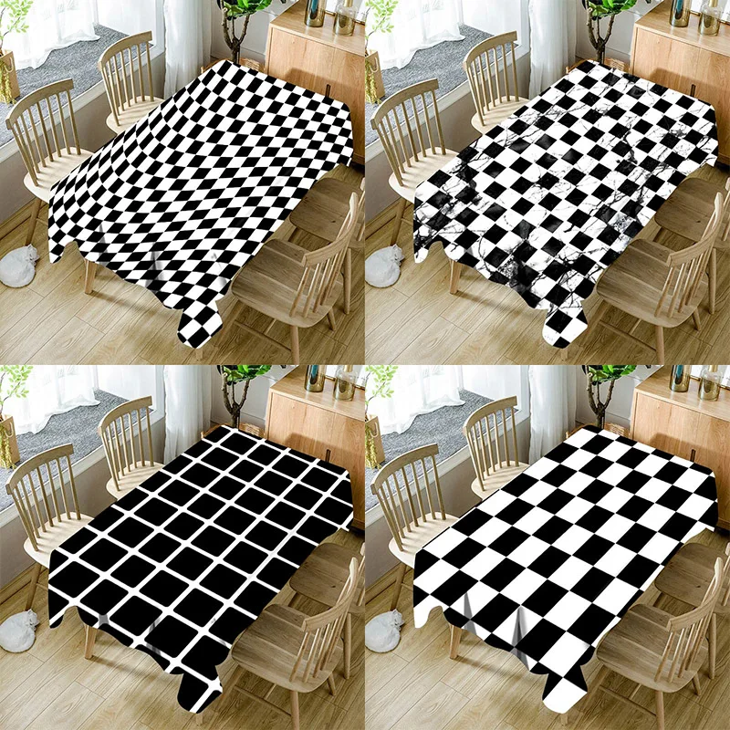 

Striped plaid print Oxford cloth tablecloth