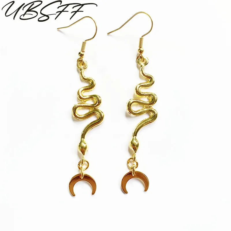 1 Paio Di Nuovi Orecchini A Serpente, Orecchini A Serpente Sacro, Orecchini Pendenti A Forma Di Serpente Celeste A Mezzaluna, Gioielli Fatti A Mano, R