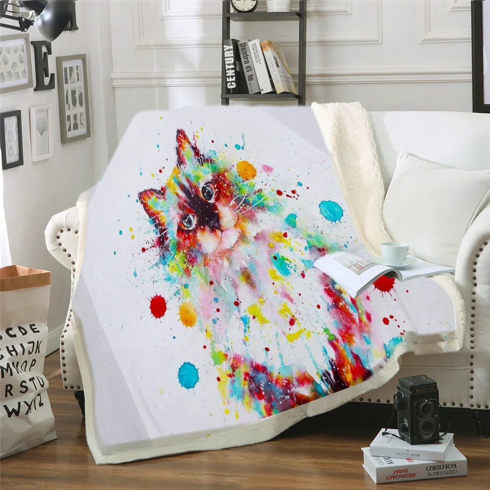 Индивидуальное 3D одеяло для кровати с изображением кота, Детское покрывало с рисунком, милое плюшевое одеяло с изображением животных из мультфильма, Манта, постельные принадлежности