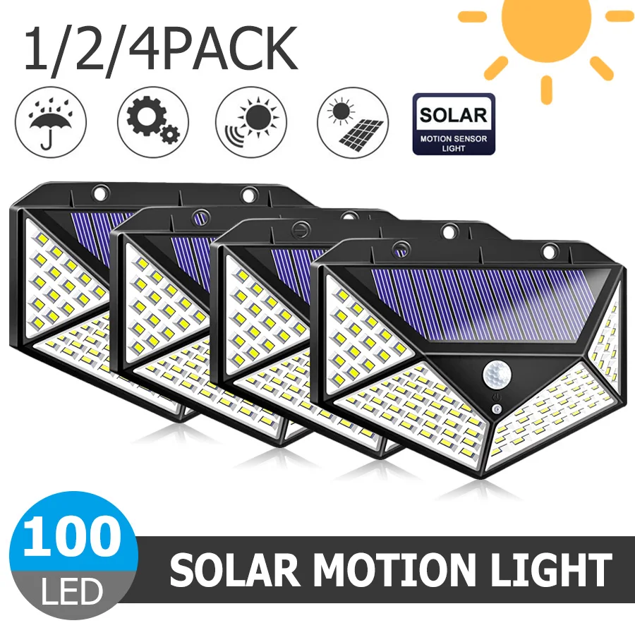 

100LED Motion Sensor Solar Light Outdoor Waterproof Yard Security LED Solar Lamp for Outdoor Garden Street Lighting Dropshipping