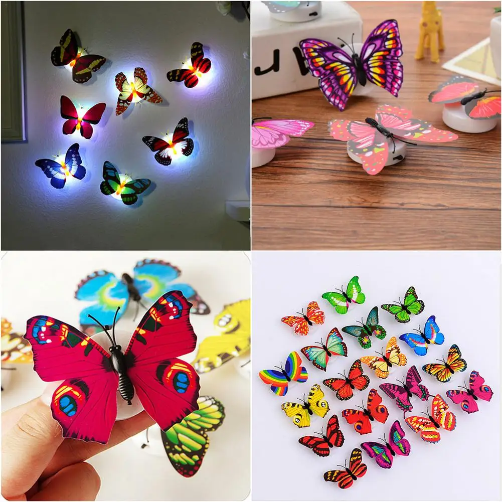 Random Color Butterfly LED Night Light Lamp Home Room Party Wall Decoration 