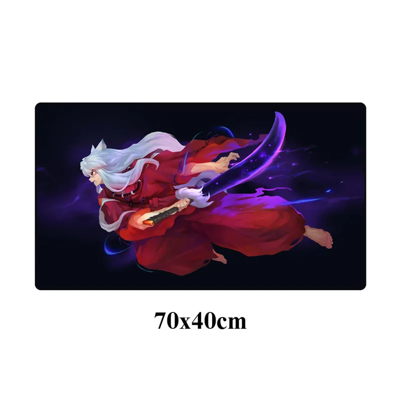Серый Аниме Inuyasha коврик для мыши геймер 70x40 см большой резиновый прочный запирающийся край игровой коврик для мыши Компьютерная клавиатура Коврик Настольный коврик - Цвет: Серый