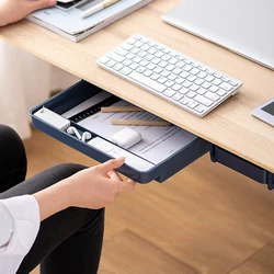 Home Under Desk Drawer Adhesive Storage Box For Office Pen Holder Hidden Sorting Box Kitchen Knife Fork Storage Tray Organizer