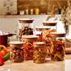 1X Storage Tank Food Container Bamboo Covered High Borosilicate Food Sealed Glass Tank Kitchen Miscellaneous Grain Organizer 4