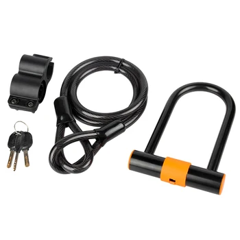 

1 Set Bike U-Lock Orange U-shape Durable Heavy Duty U-Lock for Bike Cycling