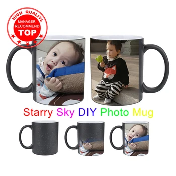 

Creative Custom Heat Sensitive Ceramic Mug DIY Photo Color Changing Mugs Breakfast Milk Coffee Starry sky Cup unique gift