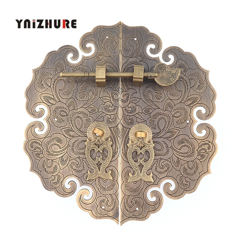 200 мм, чистая медь, антикварная китайская мебель, ручка для двери шкафа, вытяжной шкаф, книжный шкаф, двойная открывающаяся дверная ручка ящика - Цвет: Bronze