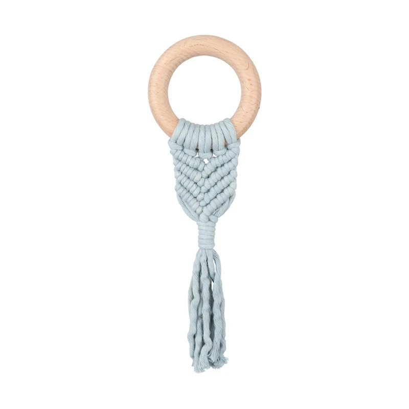 Многоцветная Органическая макраме Прорезыватель для зубов Boho зубное кольцо детская сенсорная игрушка натуральный хлопок детская игрушка для прорезывания зубов детская игрушка для новорожденных - Цвет: A22