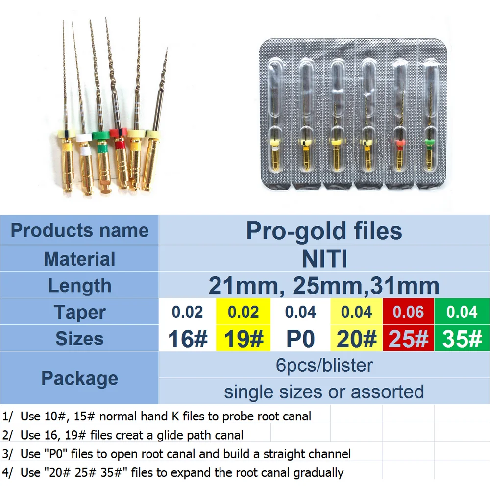 Зубные pro-gold файлы роторные Супер Файлы Универсальная игла эндодонтическая для очистки корневого канала стоматологический двигатель