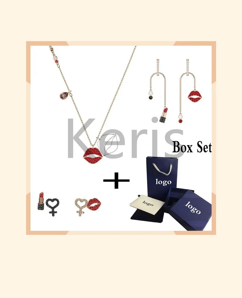 

2019 high quality minimalist new mine necklace set with fresh and romantic glamor lips and lipstick fashion women necklace set