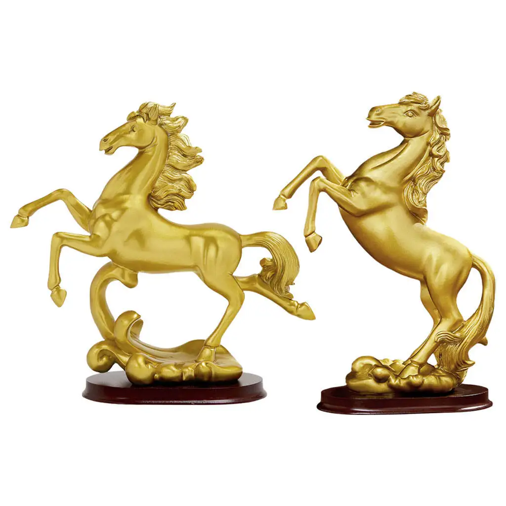Creative Galloping Horse Statue Figurine Feng Shui Resin Art Animal