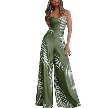 

2019 Women Jumpsuits Summer Casual Beach outdoor Fashion Sexy Elegant Solid Floral Print Lady Sling Sleeveless Jumpsuit 19JUL31