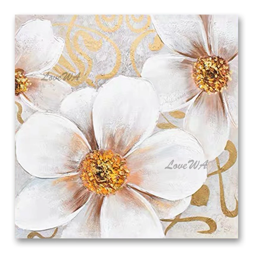 

100% Hand Painted Abstract White Flower Oil Painting Picture Wall Art Unframed Home Wall Decoration Showpieces Floral Artwork